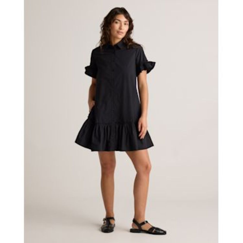 Quince Organic Cotton Short Sleeve Shirt Dress Black XL-71777919109-1392956-$59